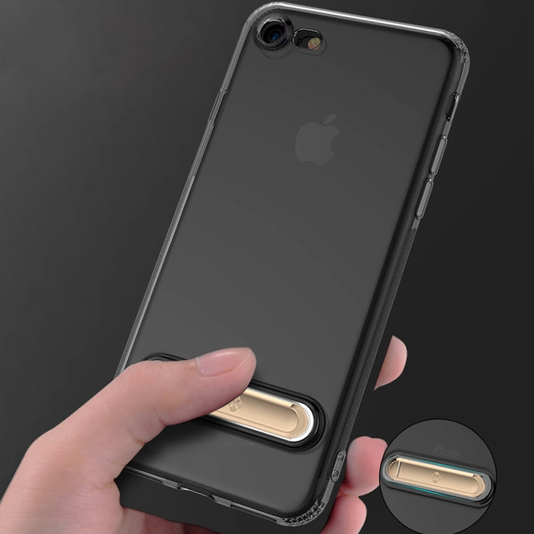TOTUDESIGN For iPhone SE 2020 & 8 & 7 TPU + PC Dropproof Transparent Protective Back Cover Case with Electroplating Magnetic Holder