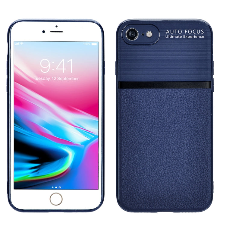For iPhone SE 2020 & 8 & 7 Brushed Leather Texture TPU + PC Shockproof Anti-slip Protective Back Cover Case