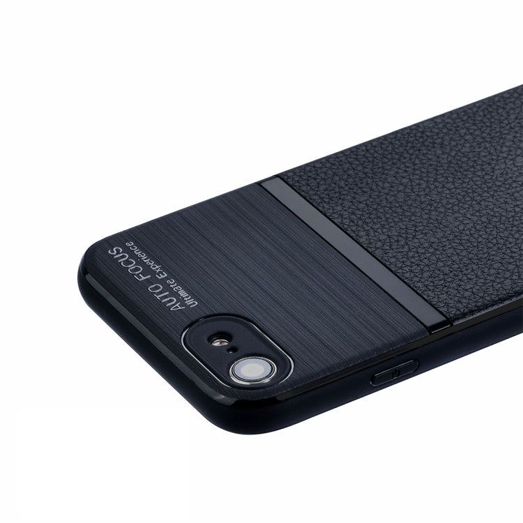 For iPhone SE 2020 & 8 & 7 Brushed Leather Texture TPU + PC Shockproof Anti-slip Protective Back Cover Case