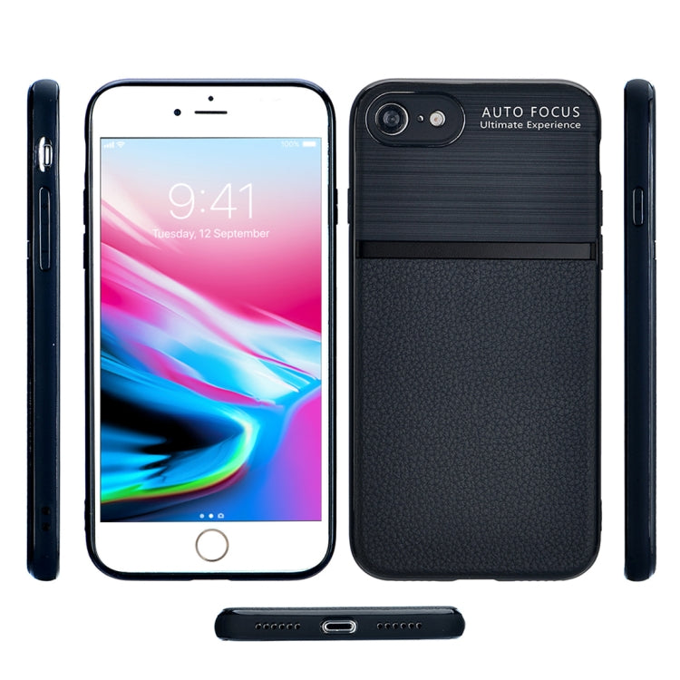 For iPhone SE 2020 & 8 & 7 Brushed Leather Texture TPU + PC Shockproof Anti-slip Protective Back Cover Case