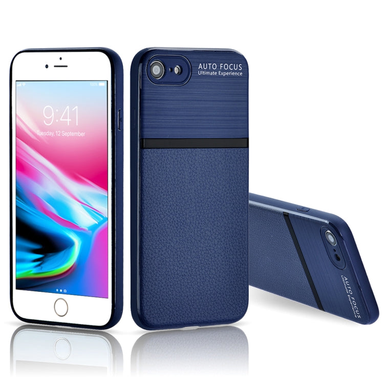 For iPhone SE 2020 & 8 & 7 Brushed Leather Texture TPU + PC Shockproof Anti-slip Protective Back Cover Case