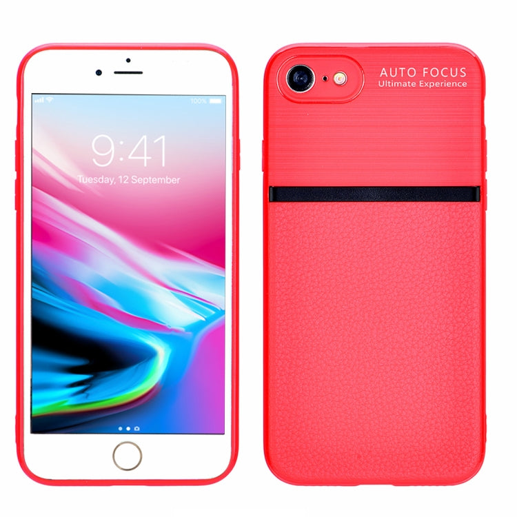 For iPhone SE 2020 & 8 & 7 Brushed Leather Texture TPU + PC Shockproof Anti-slip Protective Back Cover Case