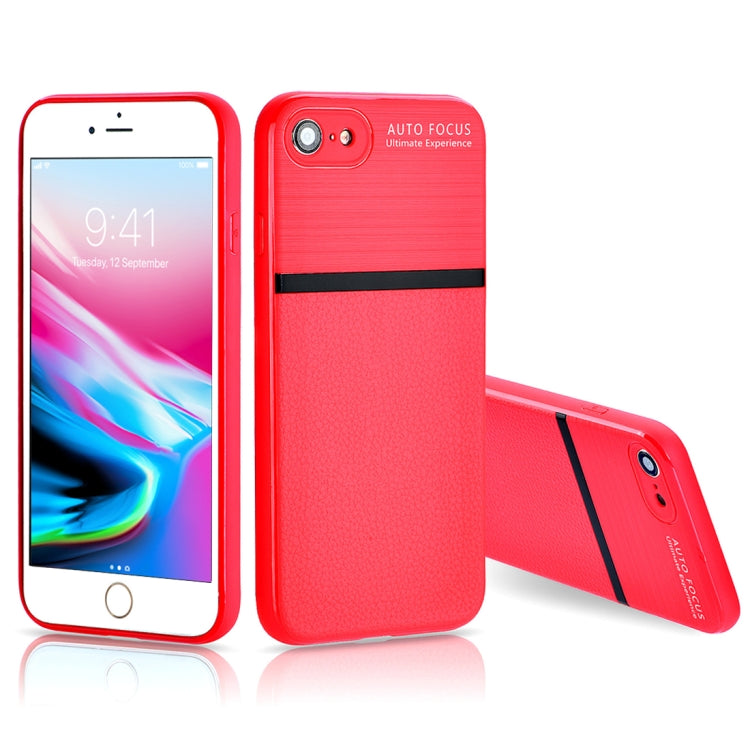 For iPhone SE 2020 & 8 & 7 Brushed Leather Texture TPU + PC Shockproof Anti-slip Protective Back Cover Case