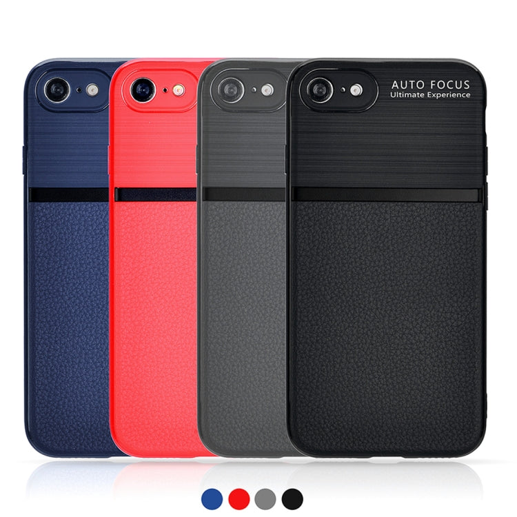 For iPhone SE 2020 & 8 & 7 Brushed Leather Texture TPU + PC Shockproof Anti-slip Protective Back Cover Case
