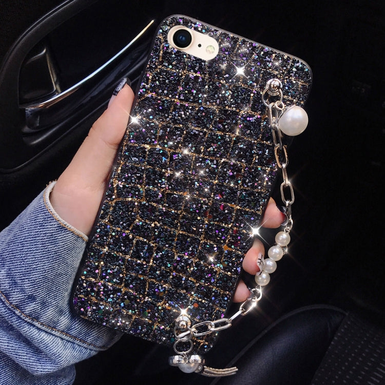 For iPhone SE 2020 & 8 & 7 Colorful Sequins Style Protective Back Cover with Lanyard