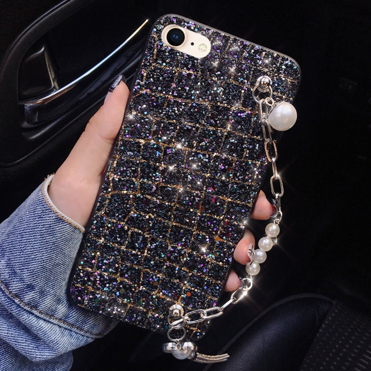 For iPhone SE 2020 & 8 & 7 Colorful Sequins Style Protective Back Cover with Lanyard