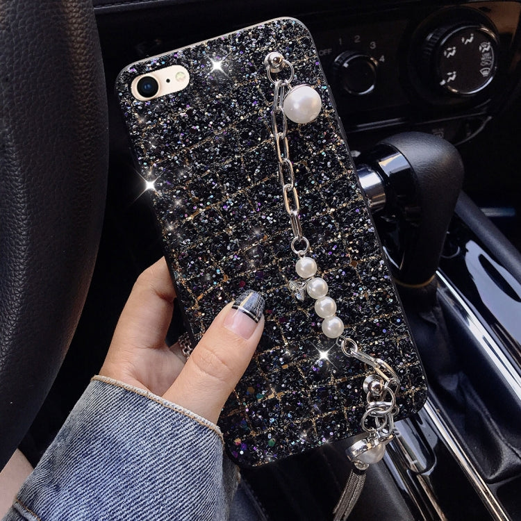 For iPhone SE 2020 & 8 & 7 Colorful Sequins Style Protective Back Cover with Lanyard