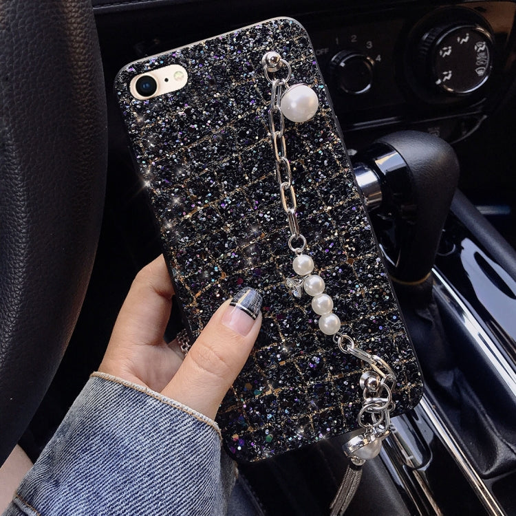For iPhone SE 2020 & 8 & 7 Colorful Sequins Style Protective Back Cover with Lanyard