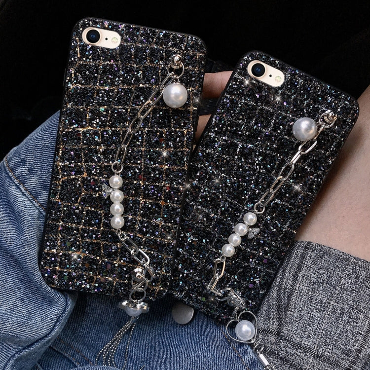 For iPhone SE 2020 & 8 & 7 Colorful Sequins Style Protective Back Cover with Lanyard