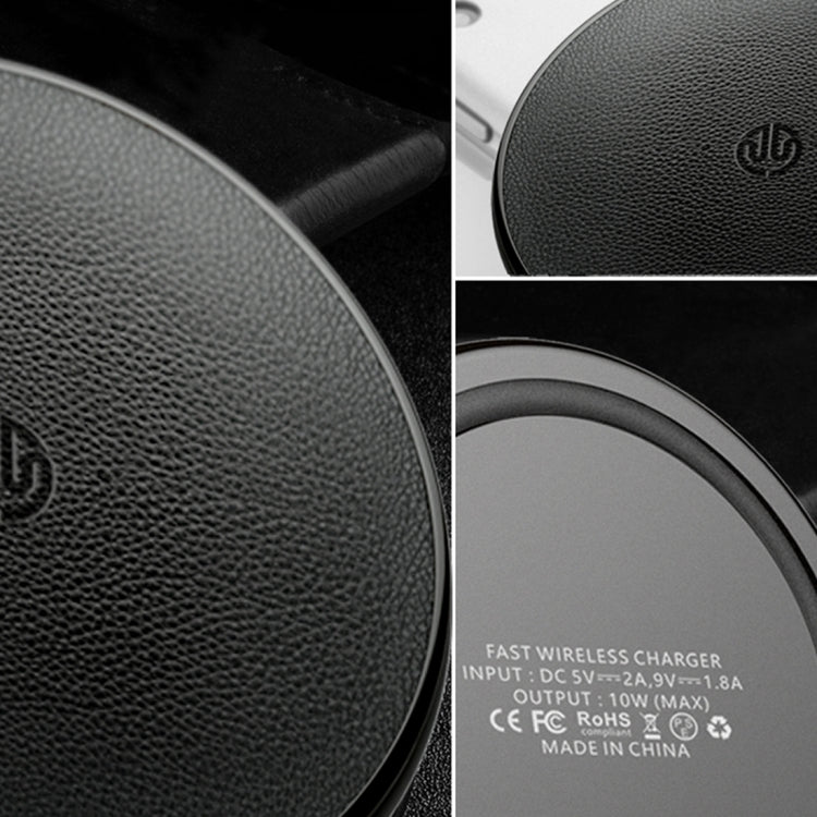 HAMTOD HFC180 10W (Max) Output Genuine Leather Surface Qi Standard Fast Charging Wireless Charger, For iPhone, Galaxy, Huawei, Xiaomi, LG, HTC and other QI Standard Smart Phones