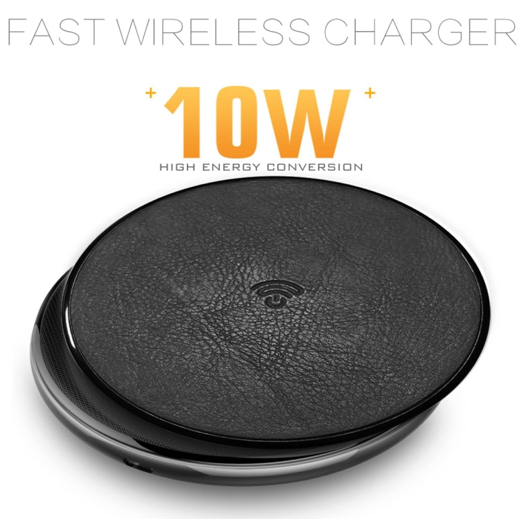 HAMTOD HFC180 10W (Max) Output Genuine Leather Surface Qi Standard Fast Charging Wireless Charger, For iPhone, Galaxy, Huawei, Xiaomi, LG, HTC and other QI Standard Smart Phones