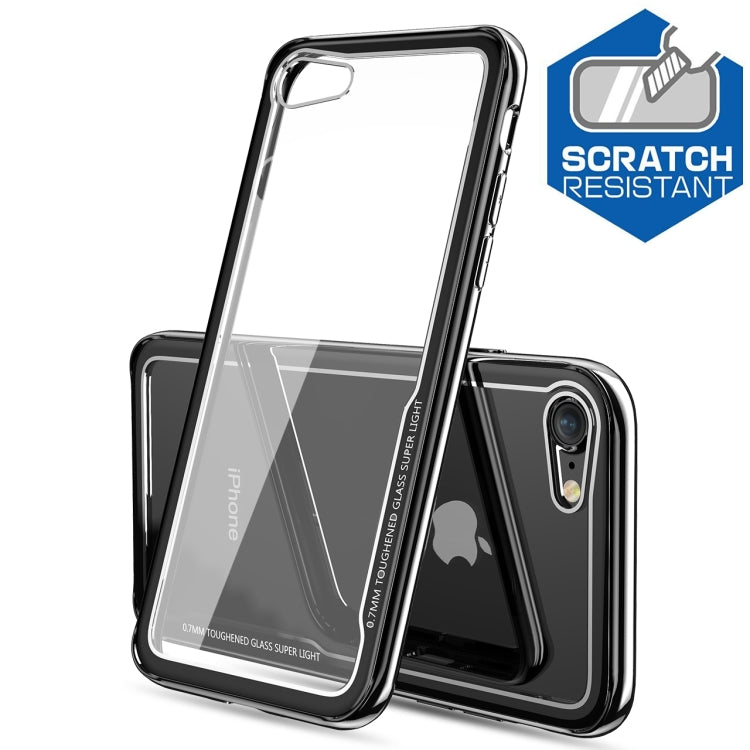 For iPhone 8 / 7 Electroplated Frame Toughened Glass Case(Black)