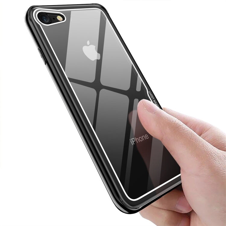 For iPhone 8 / 7 Electroplated Frame Toughened Glass Case(Black)