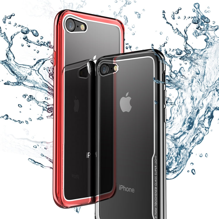 For iPhone 8 / 7 Electroplated Frame Toughened Glass Case(Black)