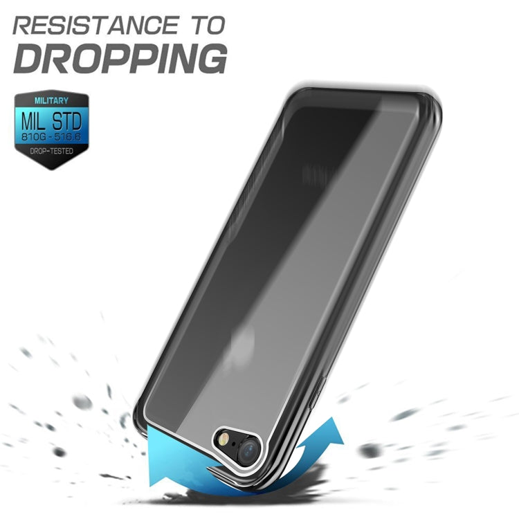 For iPhone 8 / 7 Electroplated Frame Toughened Glass Case(Black)