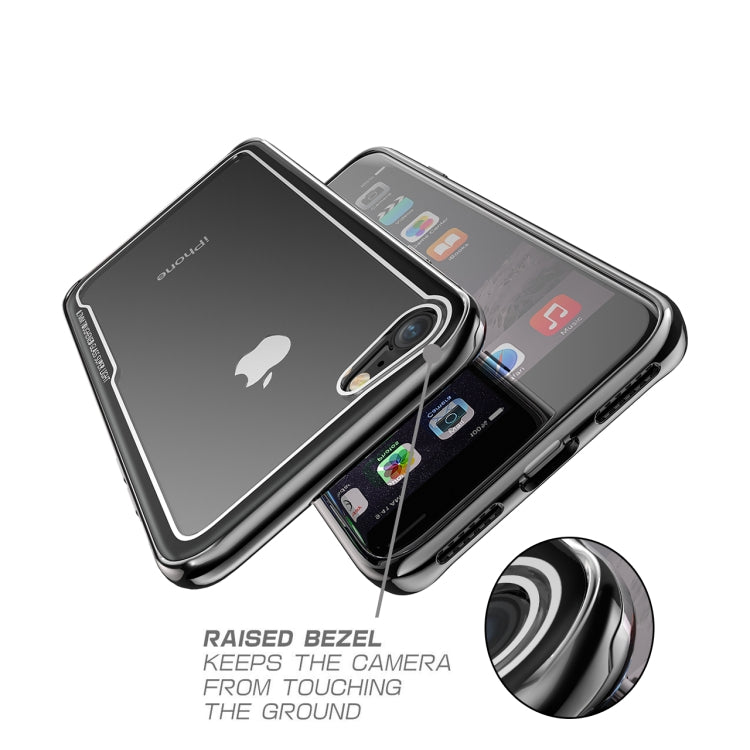 For iPhone 8 / 7 Electroplated Frame Toughened Glass Case(Black)