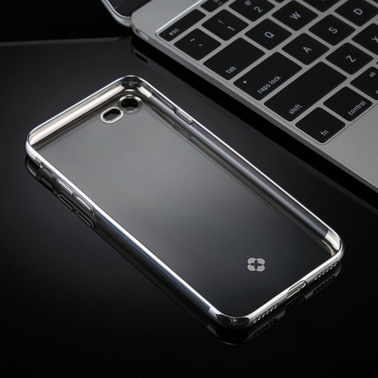 TOTUDESIGN For iPhone SE 2020 & 8 & 7 Plating + TPU Transparent Soft Protective Back Cover Case(Silver)