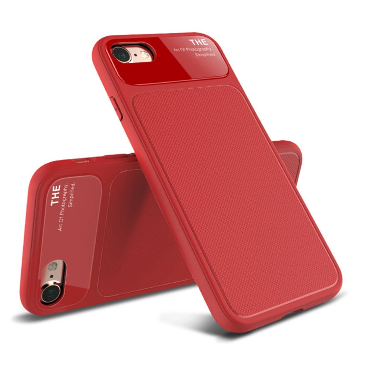 Lenuo LeJazz Series For iPhone SE 2020 & 8 & 7 Shockproof TPU + Glass Protective Back Case (Red)
