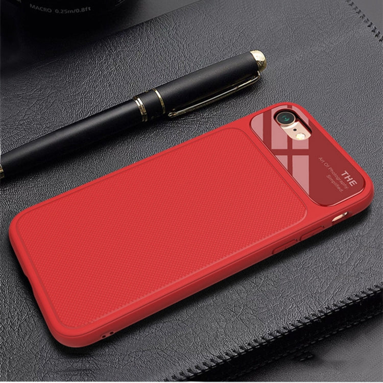 Lenuo LeJazz Series For iPhone SE 2020 & 8 & 7 Shockproof TPU + Glass Protective Back Case (Red)