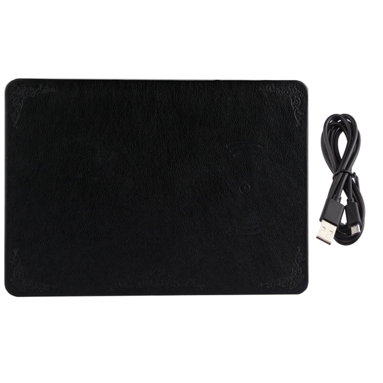 M30 Multi-function Leather Mouse Pad Qi Wireless Charger with USB Cable, Support Qi Standard Phones, Size: 260*192*5mm