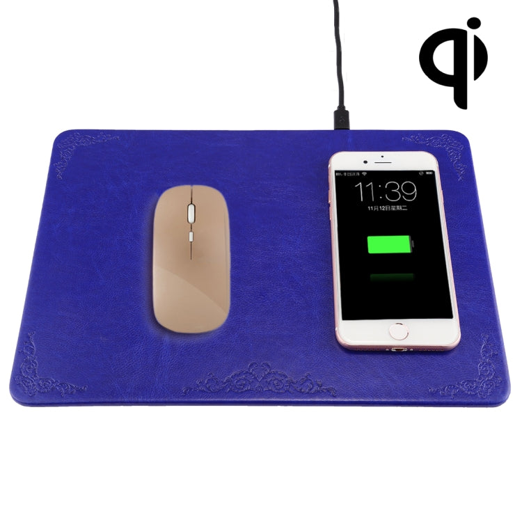 M30 Multi-function Leather Mouse Pad Qi Wireless Charger with USB Cable, Support Qi Standard Phones, Size: 260*192*5mm