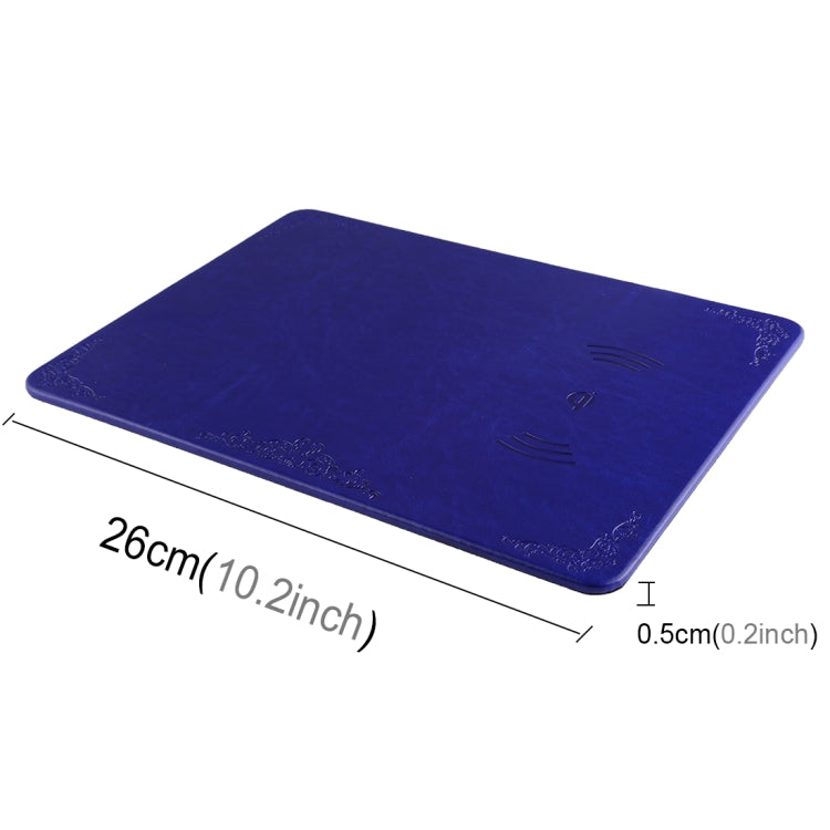 M30 Multi-function Leather Mouse Pad Qi Wireless Charger with USB Cable, Support Qi Standard Phones, Size: 260*192*5mm