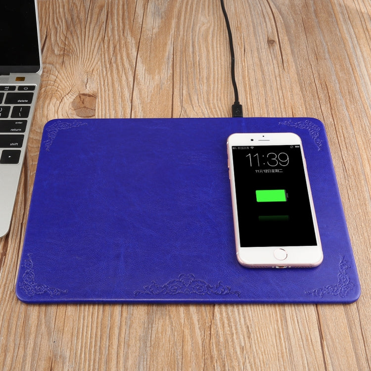 M30 Multi-function Leather Mouse Pad Qi Wireless Charger with USB Cable, Support Qi Standard Phones, Size: 260*192*5mm