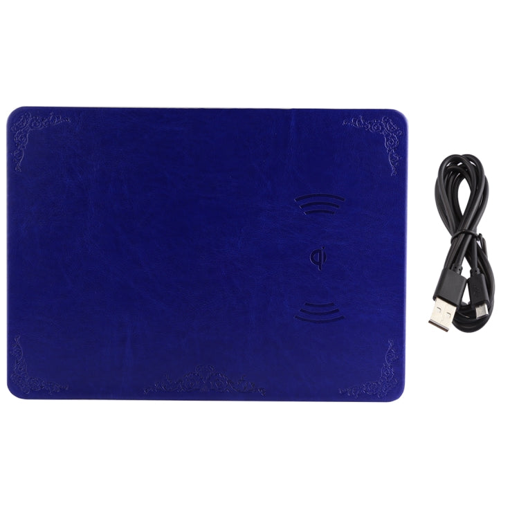 M30 Multi-function Leather Mouse Pad Qi Wireless Charger with USB Cable, Support Qi Standard Phones, Size: 260*192*5mm