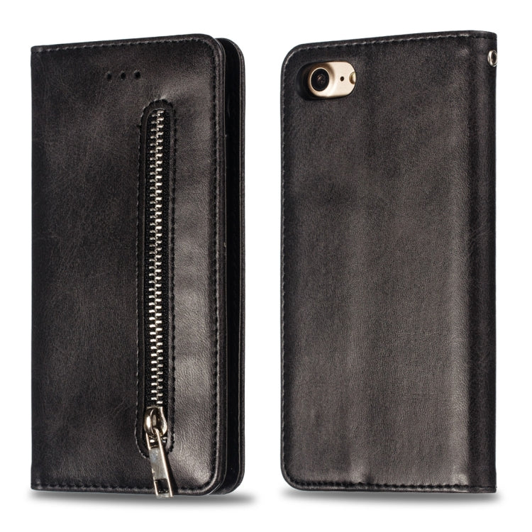 For iPhone 8 / 7 Calf Texture Zipper Magnetic Horizontal Flip Leather Case with Wallet & Holder & Card Slots
