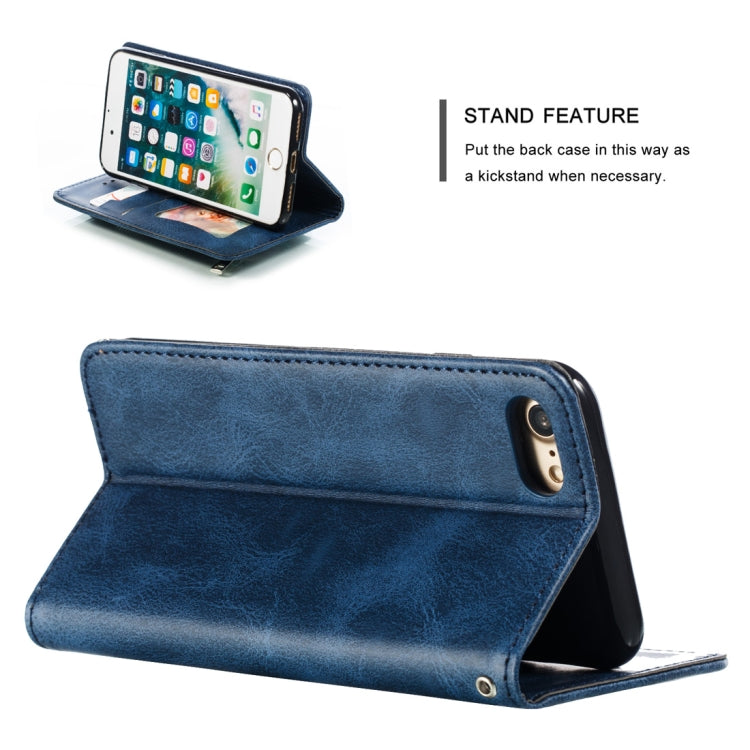 For iPhone 8 / 7 Calf Texture Zipper Magnetic Horizontal Flip Leather Case with Wallet & Holder & Card Slots