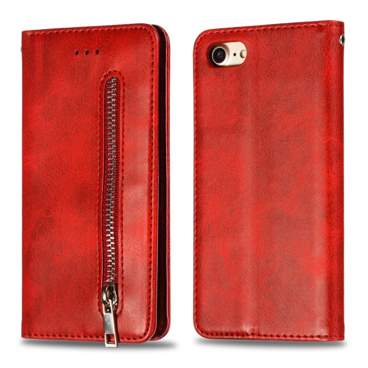 For iPhone 8 / 7 Calf Texture Zipper Magnetic Horizontal Flip Leather Case with Wallet & Holder & Card Slots