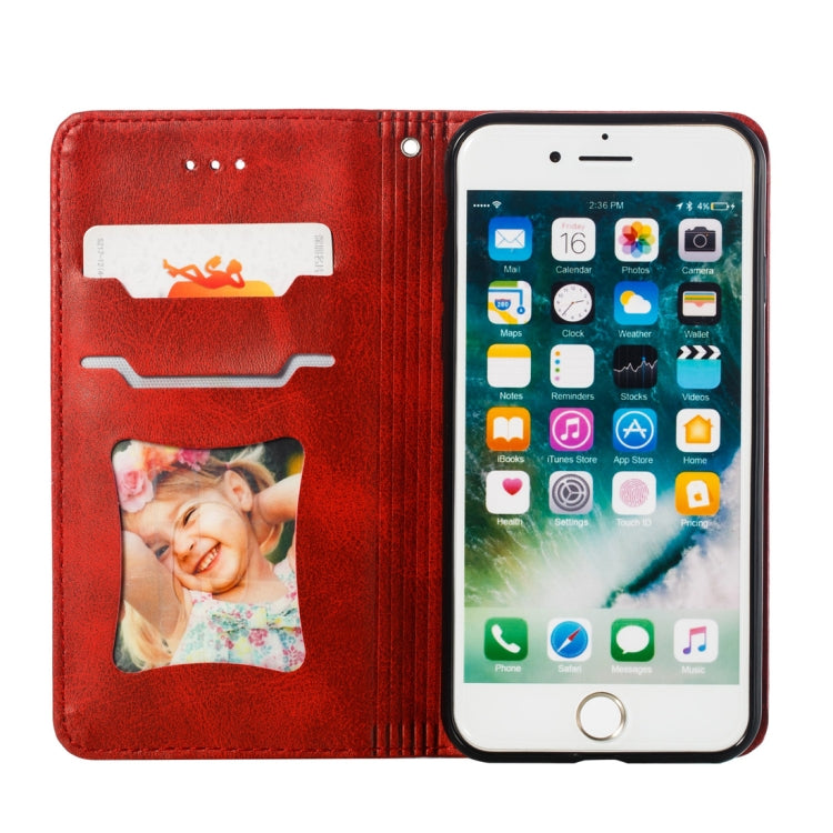For iPhone 8 / 7 Calf Texture Zipper Magnetic Horizontal Flip Leather Case with Wallet & Holder & Card Slots