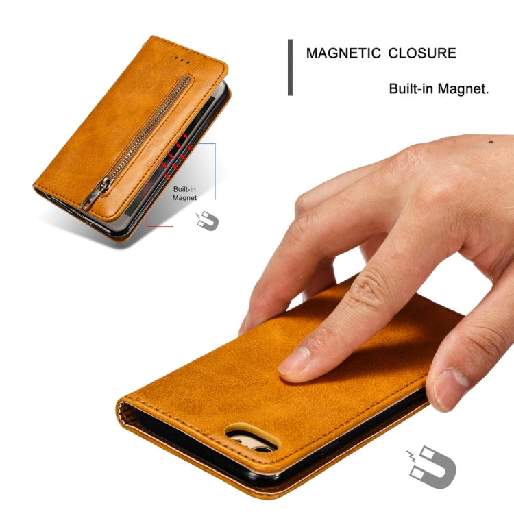 For iPhone 8 / 7 Calf Texture Zipper Magnetic Horizontal Flip Leather Case with Wallet & Holder & Card Slots