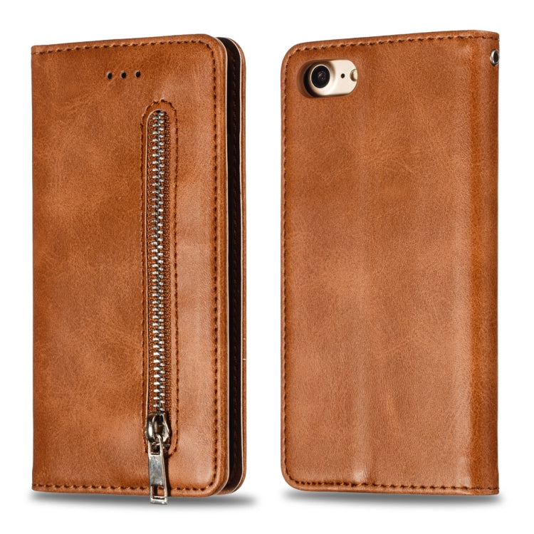 For iPhone 8 / 7 Calf Texture Zipper Magnetic Horizontal Flip Leather Case with Wallet & Holder & Card Slots