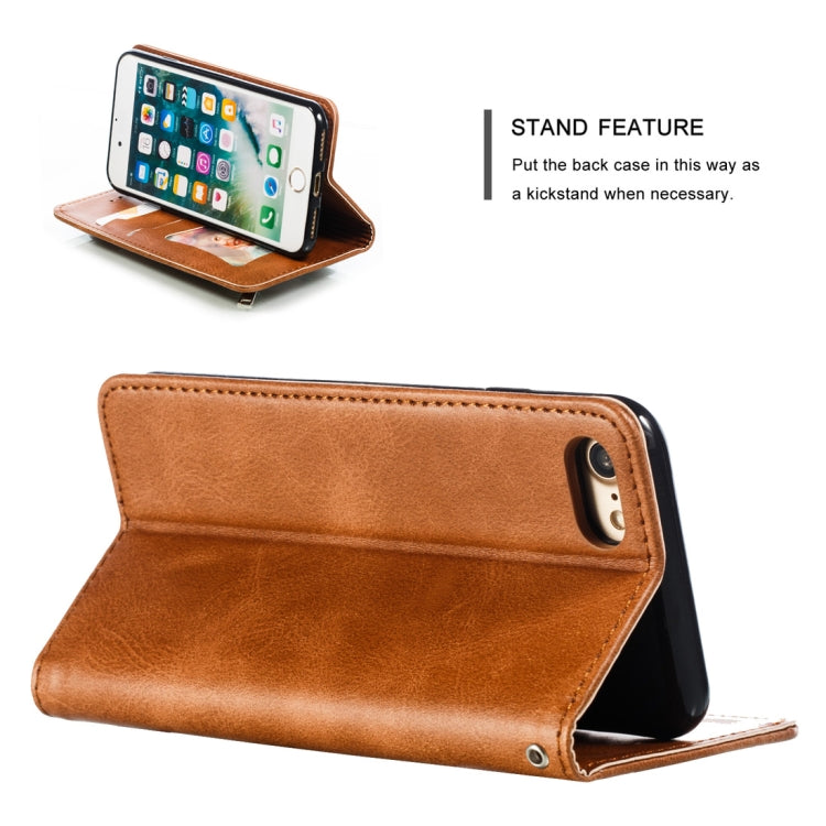 For iPhone 8 / 7 Calf Texture Zipper Magnetic Horizontal Flip Leather Case with Wallet & Holder & Card Slots