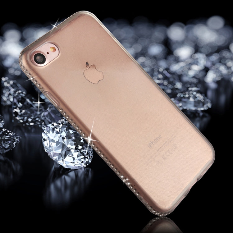For iPhone SE 2020 & 8 & 7 Diamond Border TPU Transparent Protective Back Cover Case