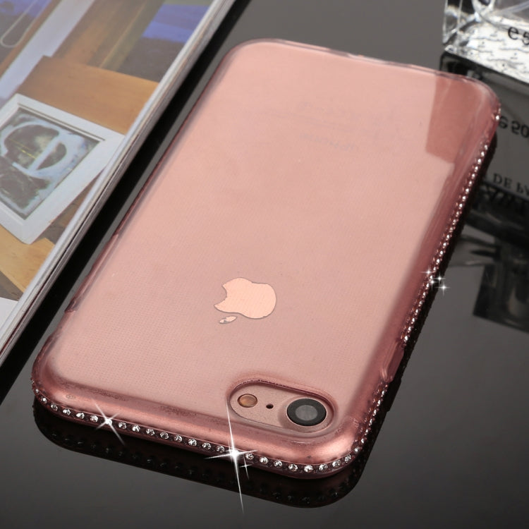 For iPhone SE 2020 & 8 & 7 Diamond Border TPU Transparent Protective Back Cover Case