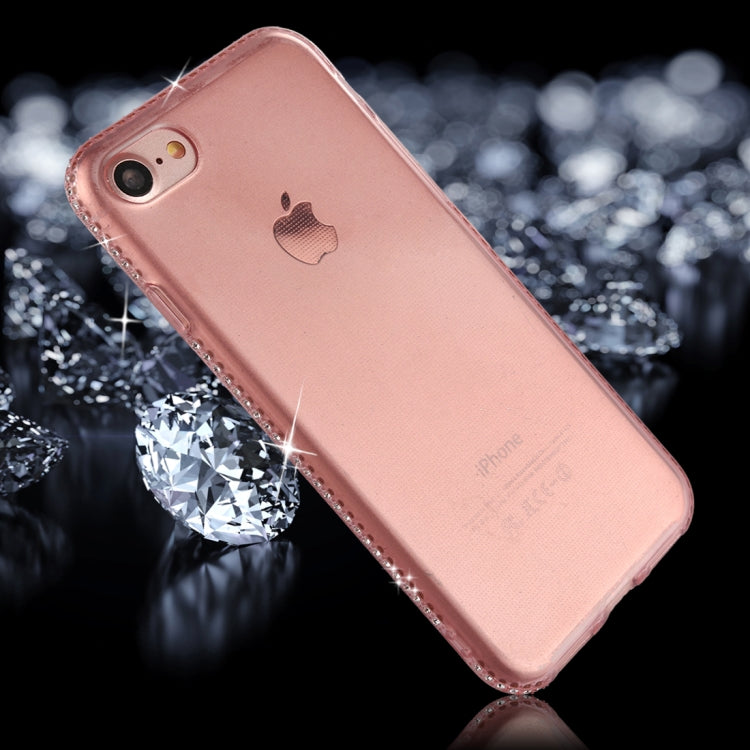 For iPhone SE 2020 & 8 & 7 Diamond Border TPU Transparent Protective Back Cover Case