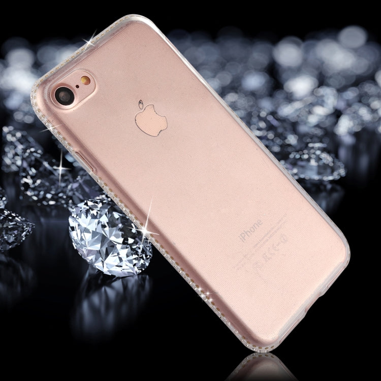 For iPhone SE 2020 & 8 & 7 Diamond Border TPU Transparent Protective Back Cover Case