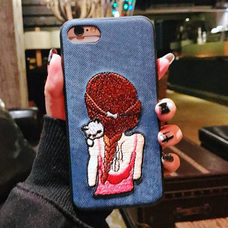 For iPhone 8 & 7 Embroidery Full Coverage Protective Back Case