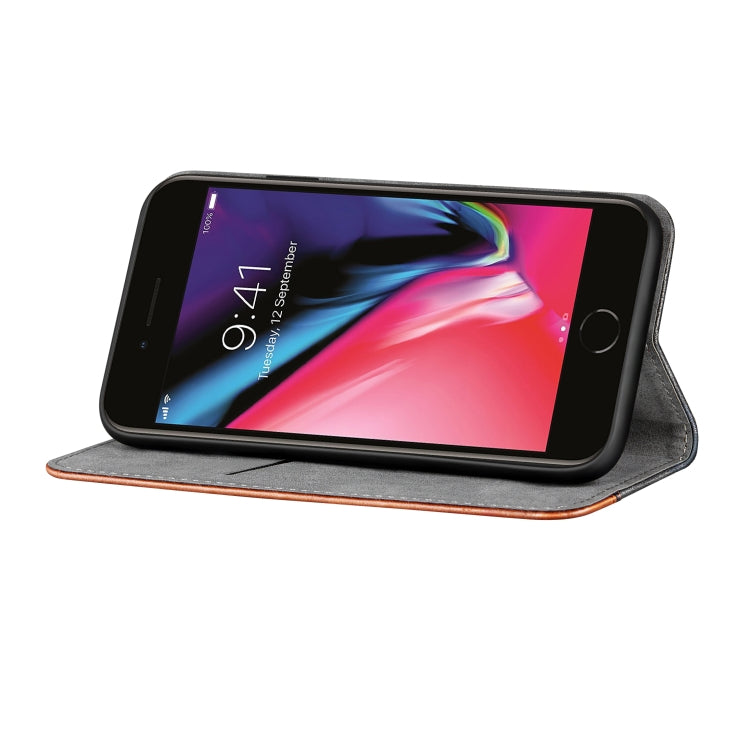 Business Solid Color Stitching Horizontal Flip Leather Case for iPhone 7, with Holder & Card Slots & Wallet & Lanyard