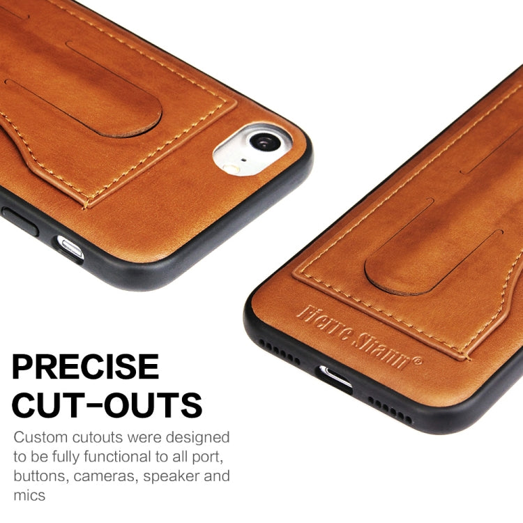 Fierre Shann Full Coverage Protective Leather Case For iPhone SE 2020 & 8 & 7, with Holder & Card Slot