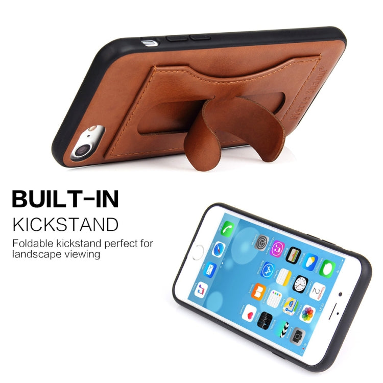 Fierre Shann Full Coverage Protective Leather Case For iPhone SE 2020 & 8 & 7, with Holder & Card Slot