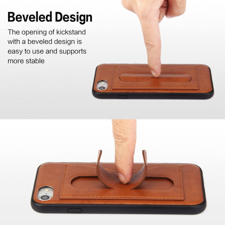 Fierre Shann Full Coverage Protective Leather Case For iPhone SE 2020 & 8 & 7, with Holder & Card Slot