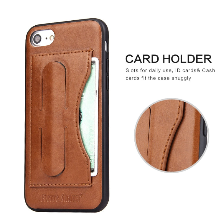 Fierre Shann Full Coverage Protective Leather Case For iPhone SE 2020 & 8 & 7, with Holder & Card Slot