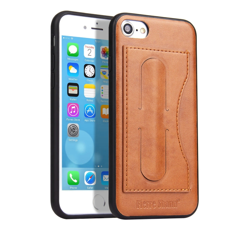 Fierre Shann Full Coverage Protective Leather Case For iPhone SE 2020 & 8 & 7, with Holder & Card Slot