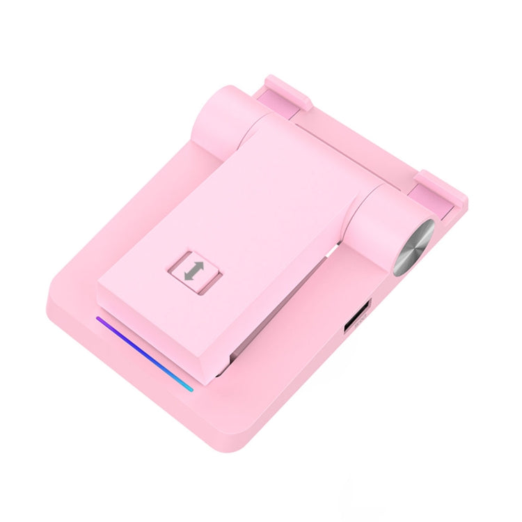 Qi Standard Wireless Charger + Power Bank with 360 Degree Rotatable Ring Clip Phone Holder Desktop Stand, For iPhone, iPad, Samsung, other Smartphones and Tablets(Pink)
