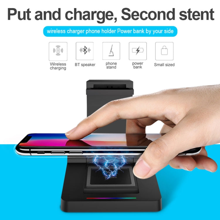 Qi Standard Wireless Charger + Power Bank with 360 Degree Rotatable Ring Clip Phone Holder Desktop Stand, For iPhone, iPad, Samsung, other Smartphones and Tablets(Pink)