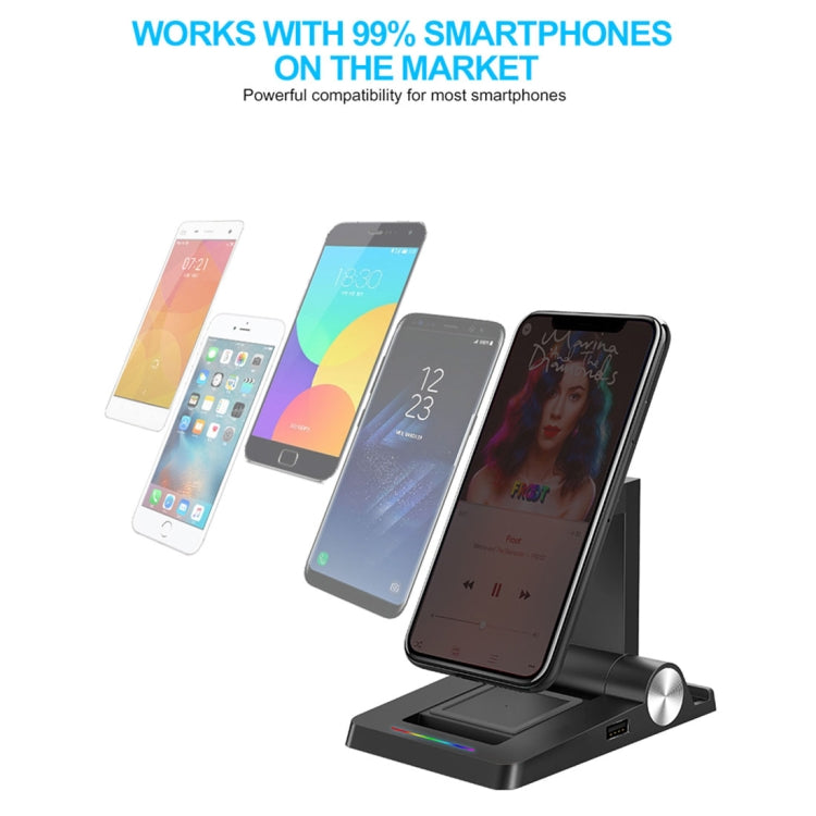 Qi Standard Wireless Charger + Power Bank with 360 Degree Rotatable Ring Clip Phone Holder Desktop Stand, For iPhone, iPad, Samsung, other Smartphones and Tablets(Pink)
