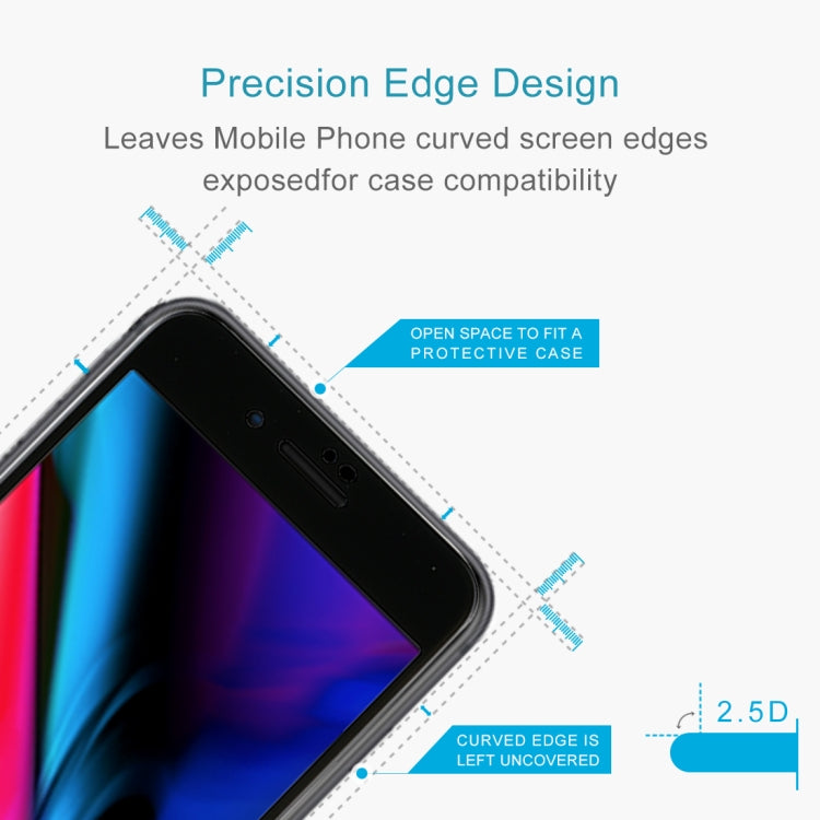 For iPhone 8 / 7 0.3mm 9H Surface Hardness  Curved Full Screen Tempered Glass Screen Protector(Black)